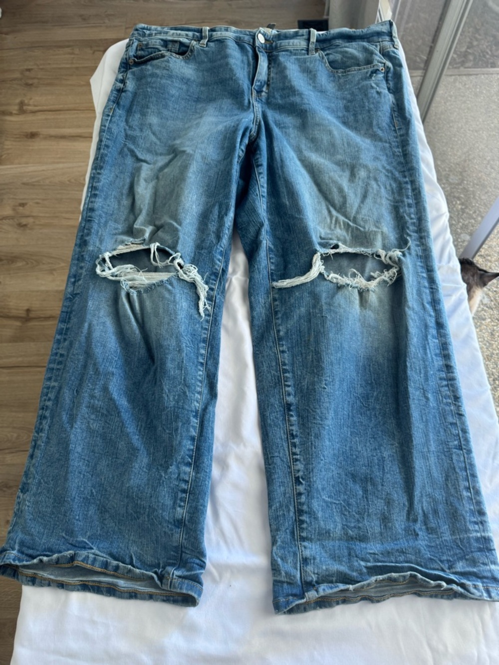 torrid Light Blue Distressed Wide Leg Jeans